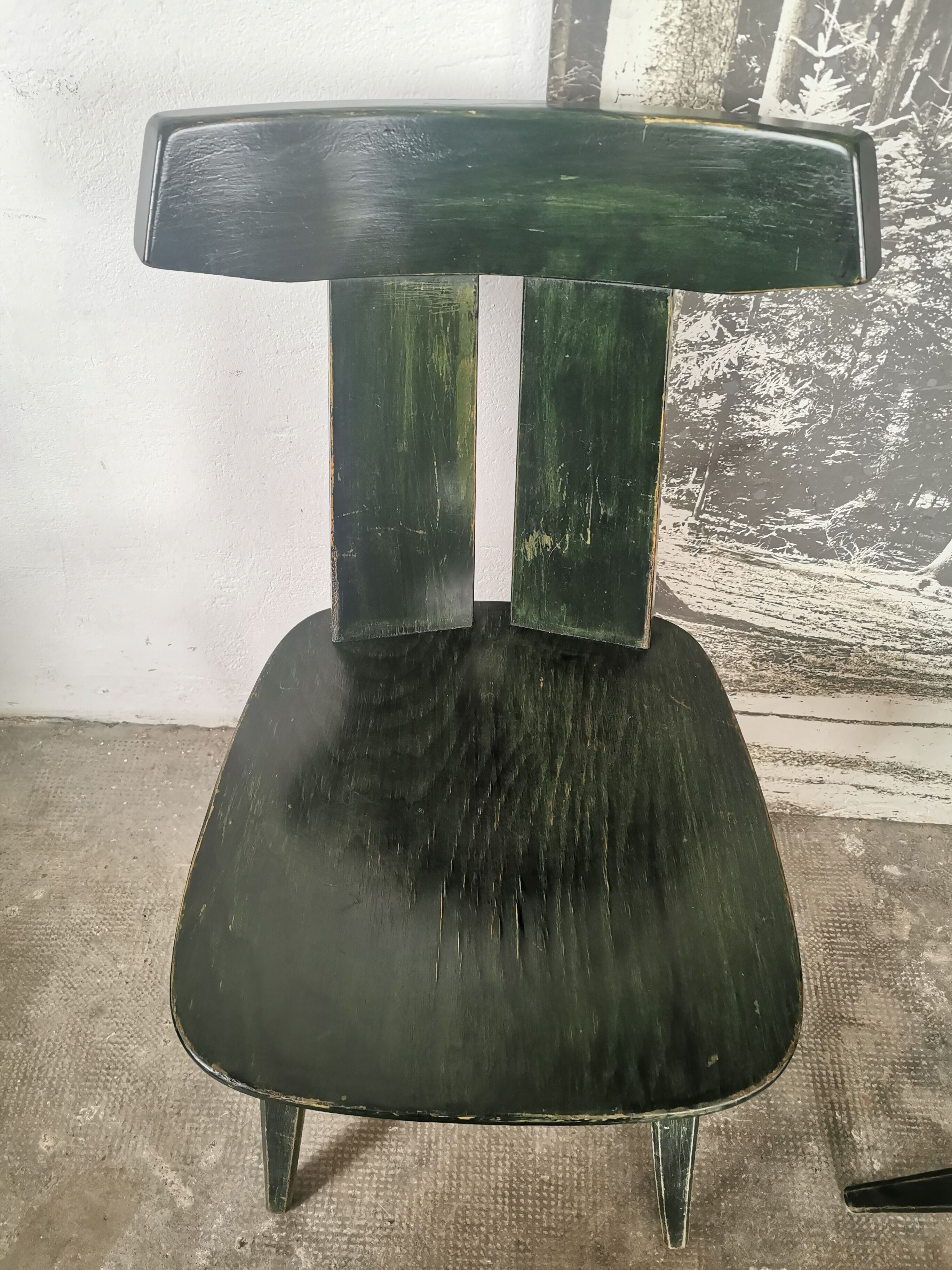 Set of 10 wooden bistro chairs