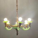 Lustre art déco italien vert opaline verre