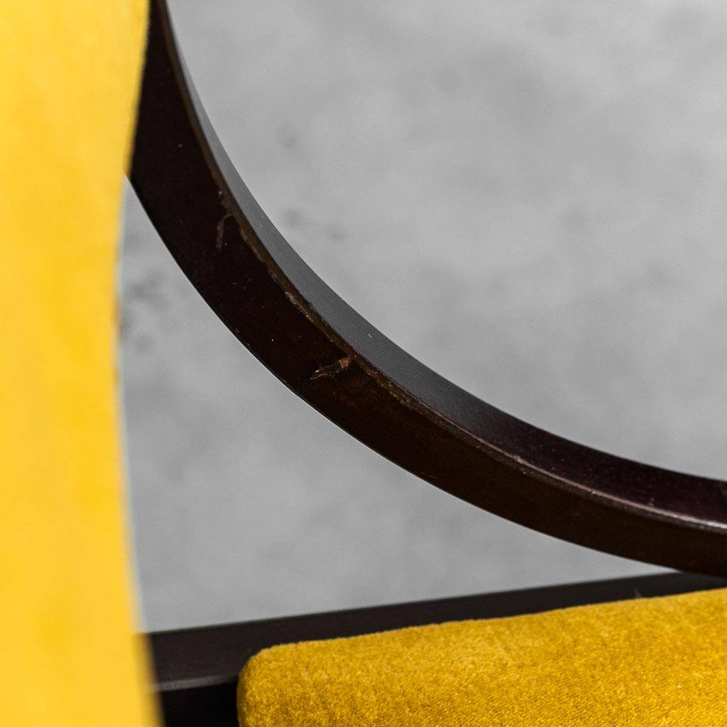 Set 6 chaises tissu jaune bois 1960s vintage modernisme
