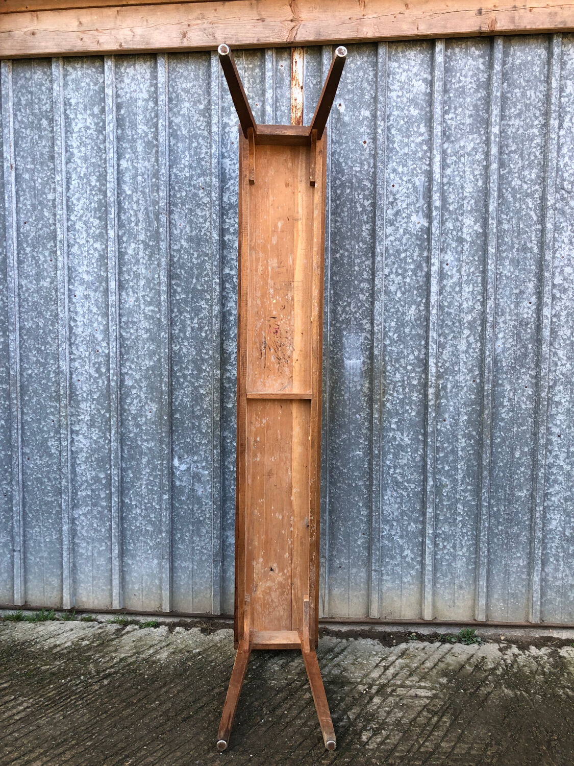 Table console vintage en hêtre massif