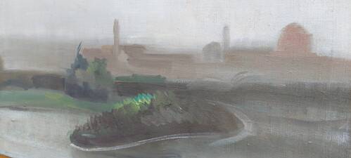 Oil painting on canvas view of Florence San Frediano early 1900