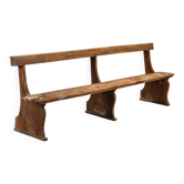 Antique walnut bench, curved legs, Italy, early 19th century.