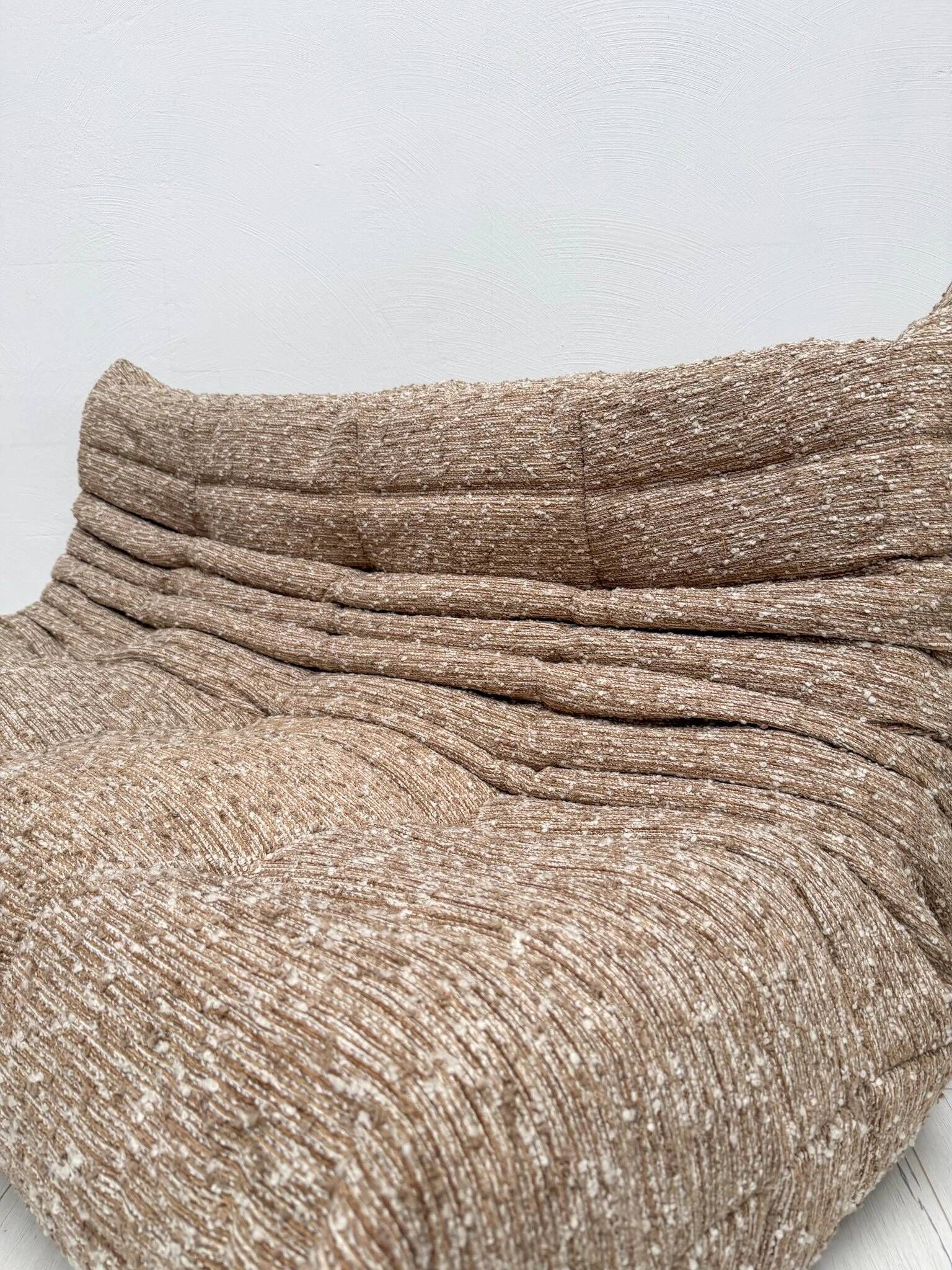 Vintage Original Bouclé Togo 3-Seater by Michel Ducaroy for Ligne Roset