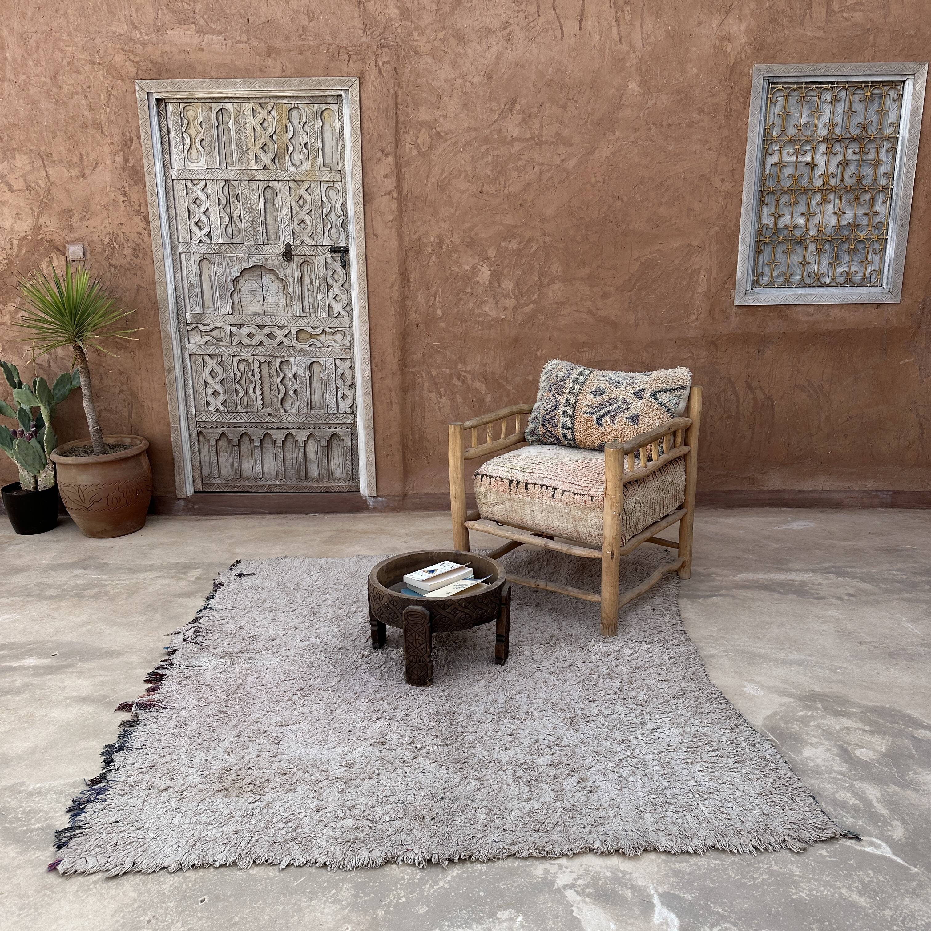 Moroccan Boucherouite rug white - 193 x 177 cm