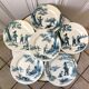 Set of 6 flat plates Iron Earth model "Garde Champêtre" late nineteenth