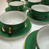 Service 14 cup and saucer in Art Deco Emerald Green and Gold.