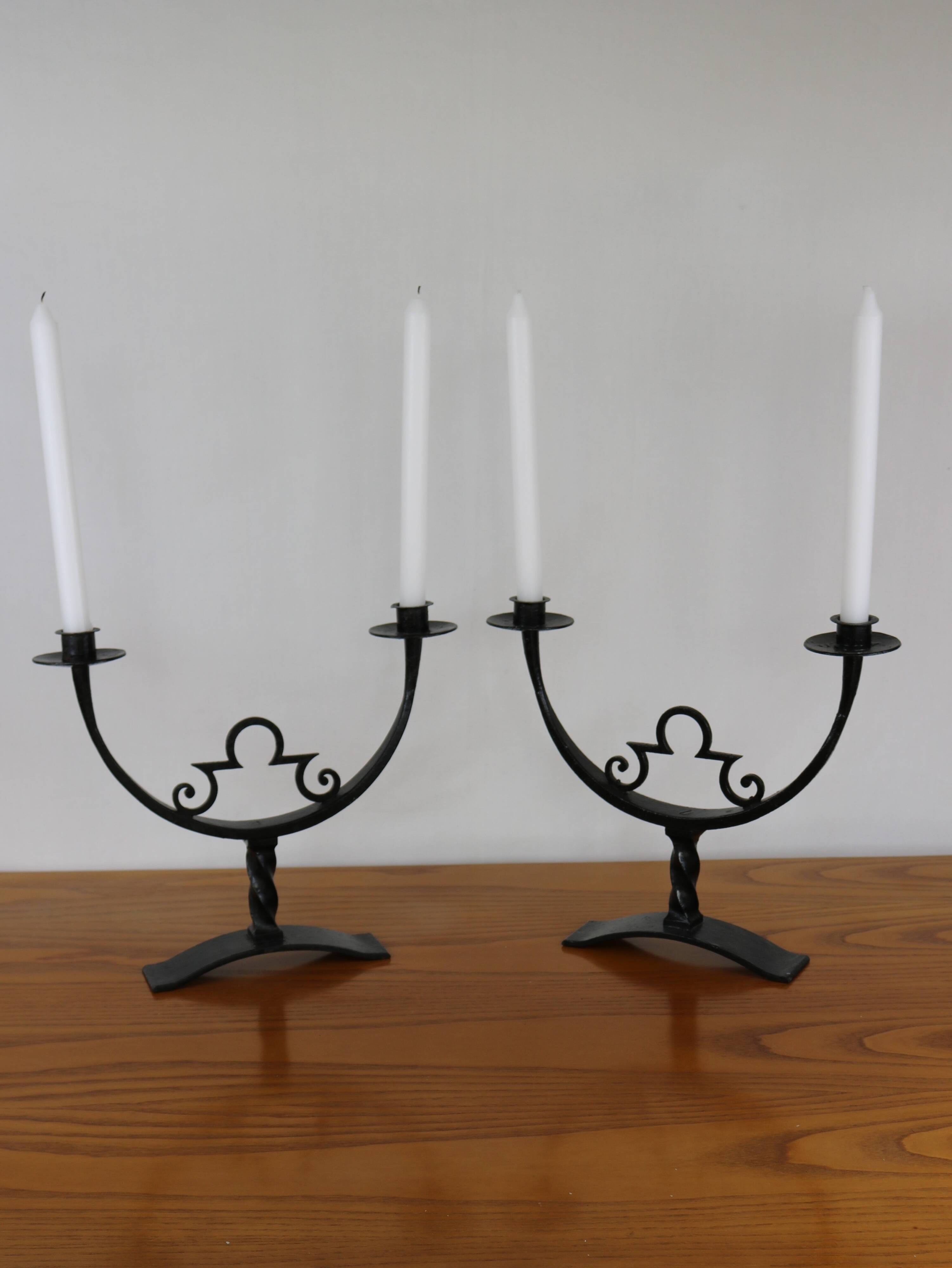 Vintage wrought iron candlesticks