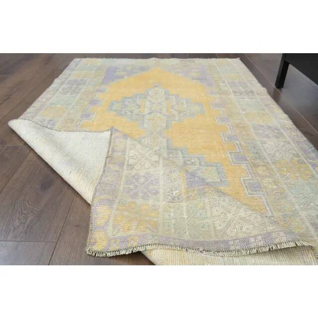 Vintage Turkish Oushak Handmade Wool Cotton Orange Area Rug 104x180