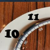 Vintage formica clock rectangular silent wall clock "Japy cream wood"