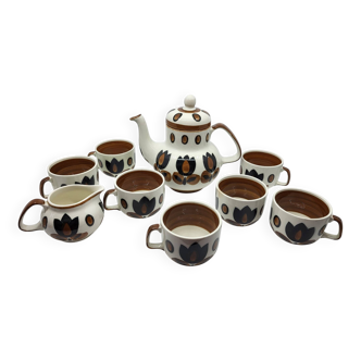 Boch la Louvière tea set, Kimono series, earthenware, Belgium 1970