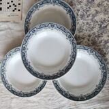 4 vintage earthenware soup plates, Morocco model