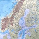 Vintage map Scandinavia Norway Sweden Finland 43x43cm from 1950