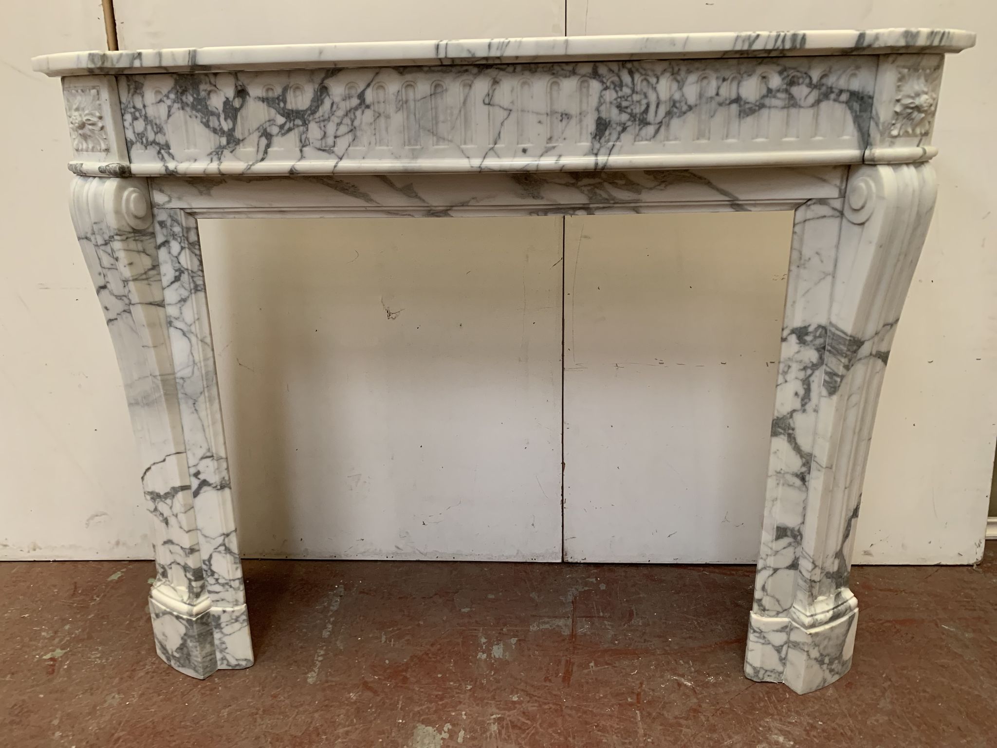 Louis XVI style fireplace in white marble veined carrara XIXth century