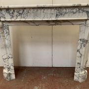 Louis XVI style fireplace in white marble veined carrara XIXth century
