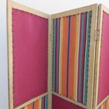 Old screen 4 sheets wood and fabric