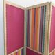 Paravent ancien 4 feuilles bois et tissu