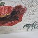 Oil on Canvas Knife Painting Still Life Flowers Poppies Signed M