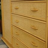 Wooden and rattan sideboard