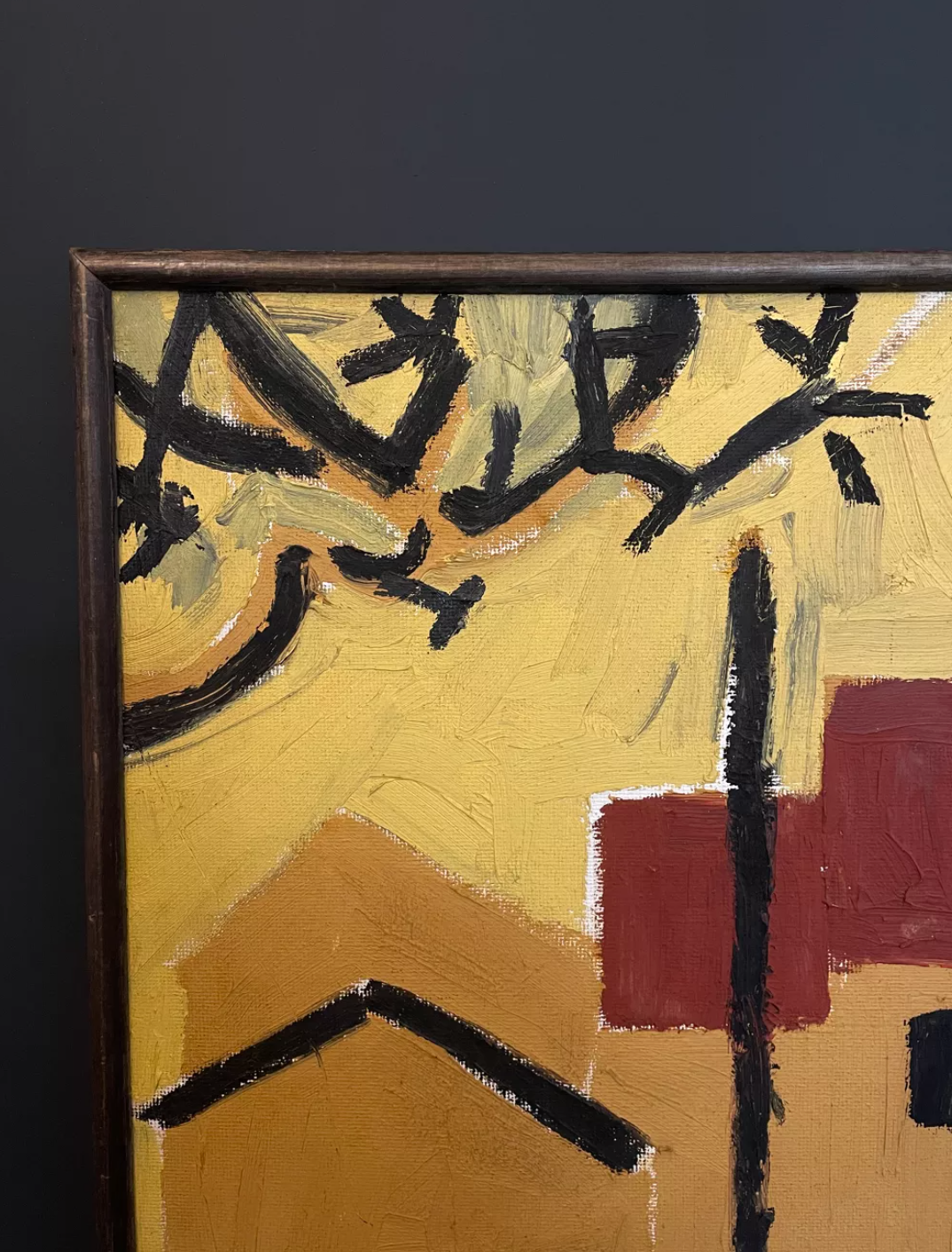 Oil on cardboard wood, France 1960 vintage
