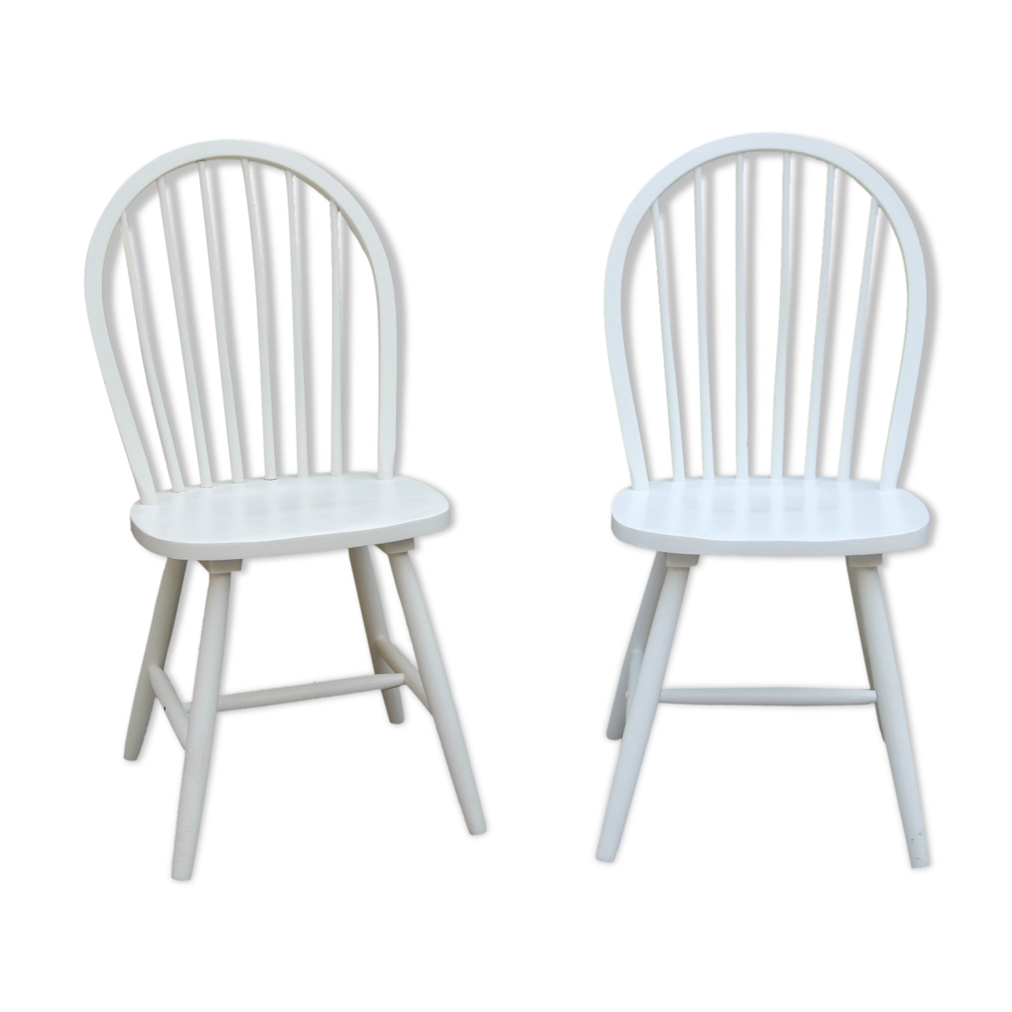 Two  white repainted chairs