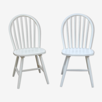 Two  white repainted chairs