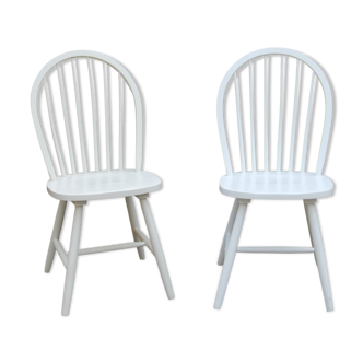 Two  white repainted chairs