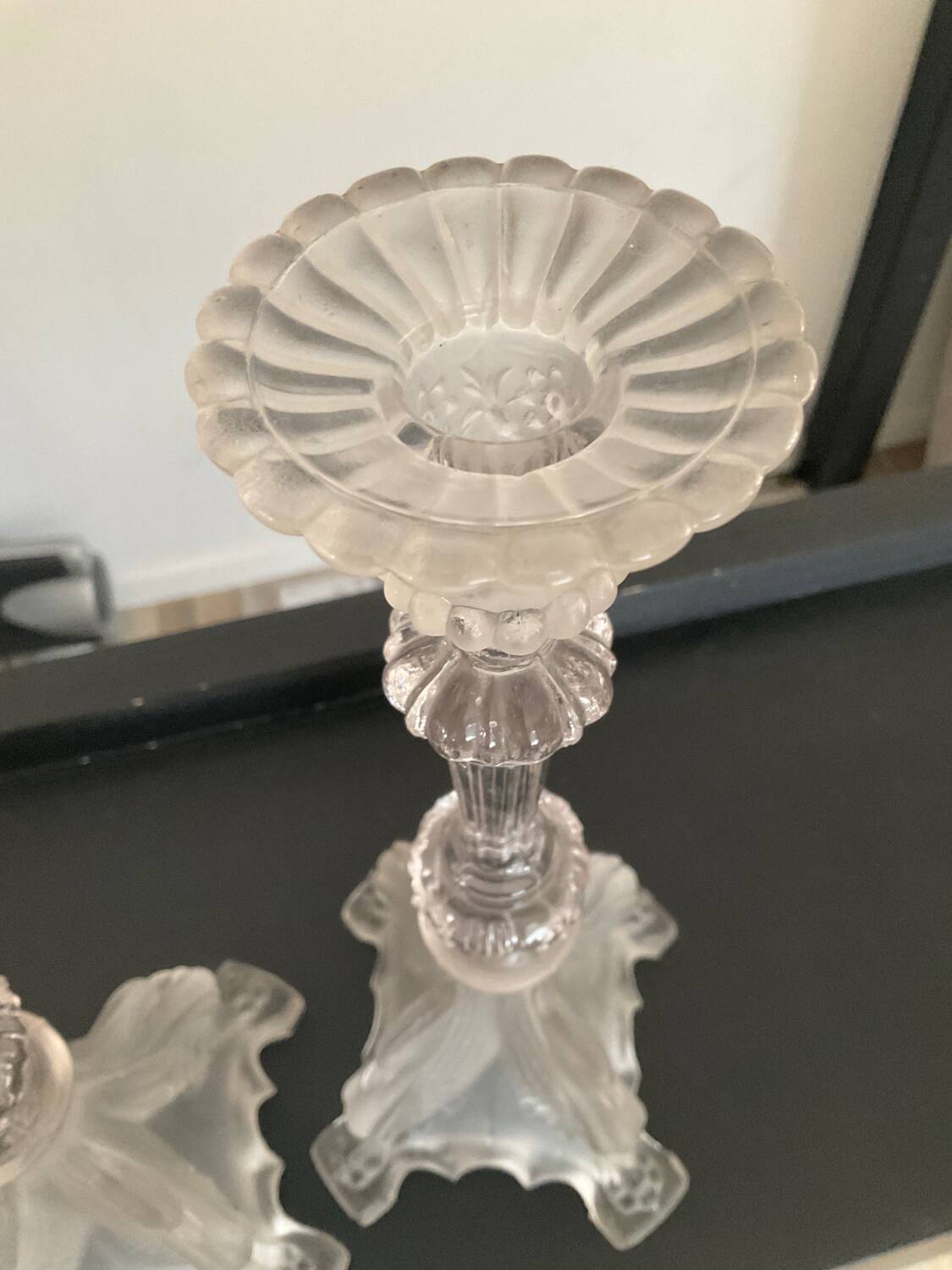 Pair of vintage Val St Lambert candlesticks