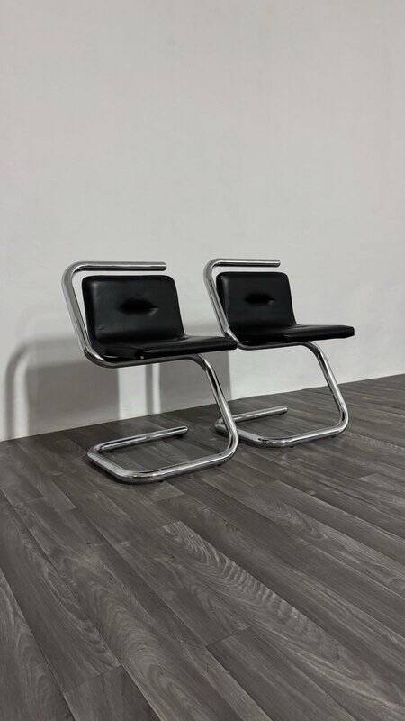 Chrome Tubular Steel Armchairs by Luigi Bardini, 1970s, Set of 2