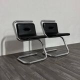 Chrome Tubular Steel Armchairs by Luigi Bardini, 1970s, Set of 2