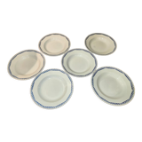 6 assiettes creuses Moulin des loups et Hamage Orchies France à motifs Années 50