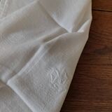 Pair of antique cotton damask napkins with AC monogram