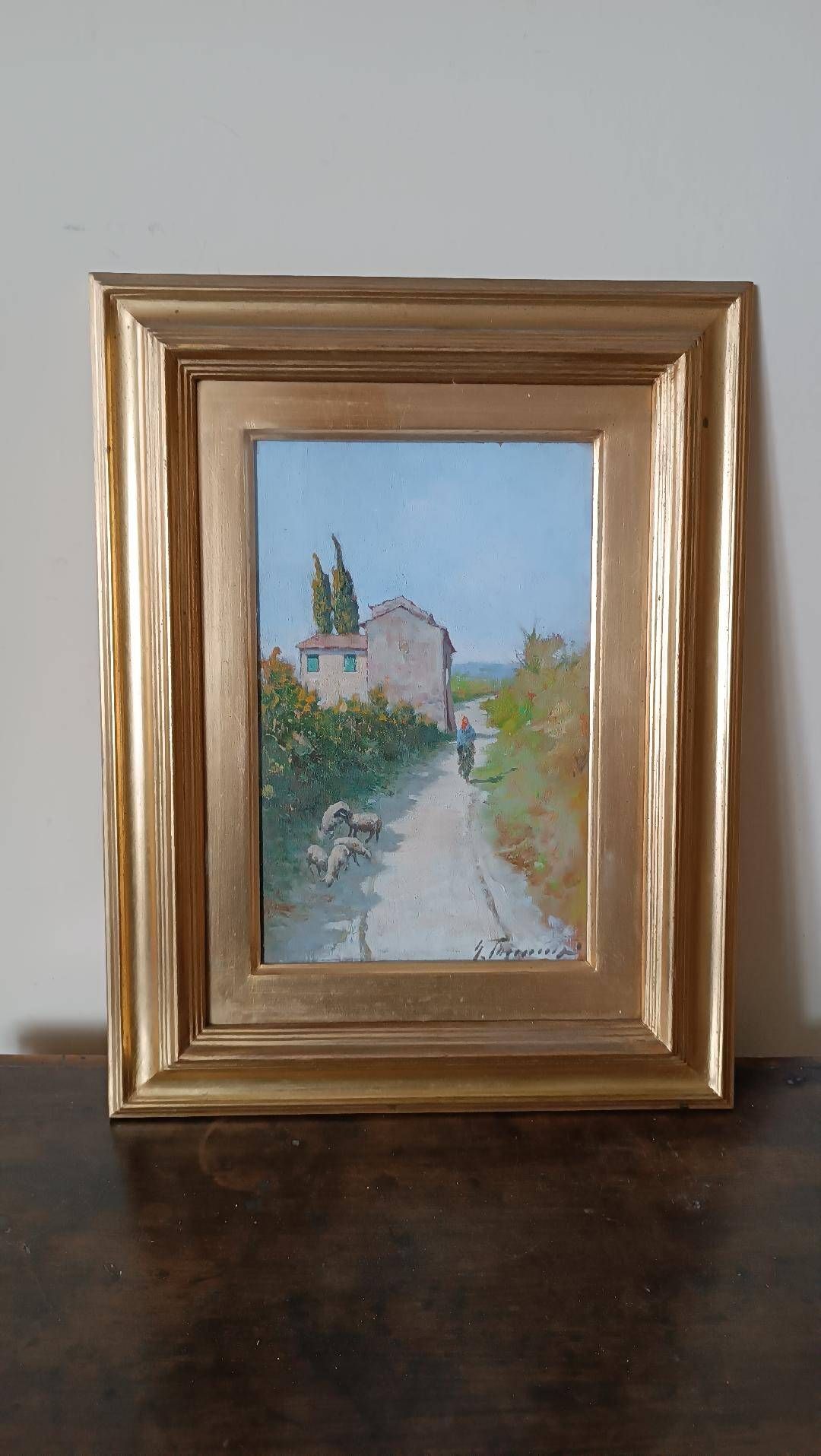 Gino Tommasi Oil Painting On Board 1890/1942 Tuscan View