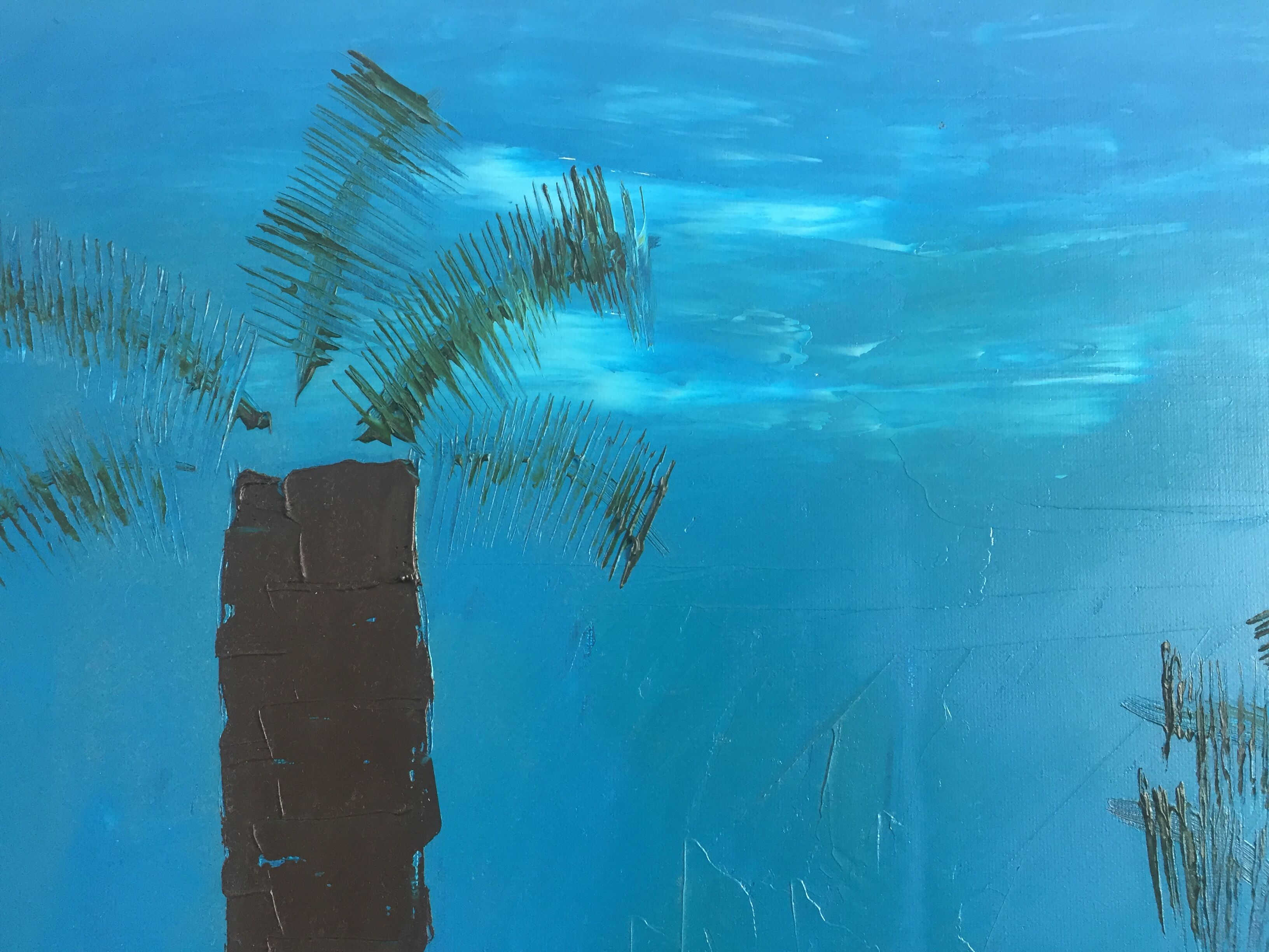 Oil painting Banc et Palmiers