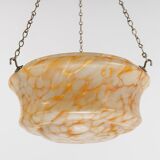 Plafonnier/abat-jour attrape-mouches Art déco des années 1930 en verre orange et blanc