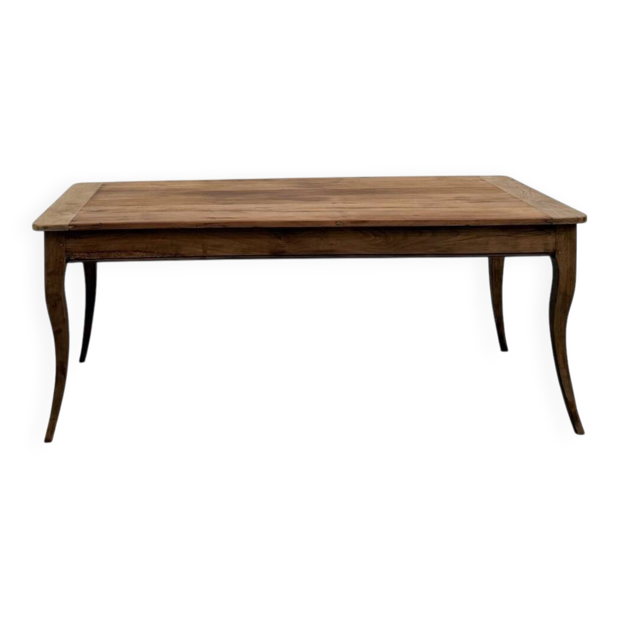 Farm table in solid cherry — Saber legs, Circa 1880