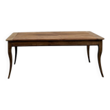 Farm table in solid cherry — Saber legs, Circa 1880