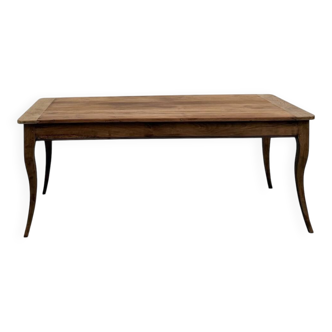 Farm table in solid cherry — Saber legs, Circa 1880