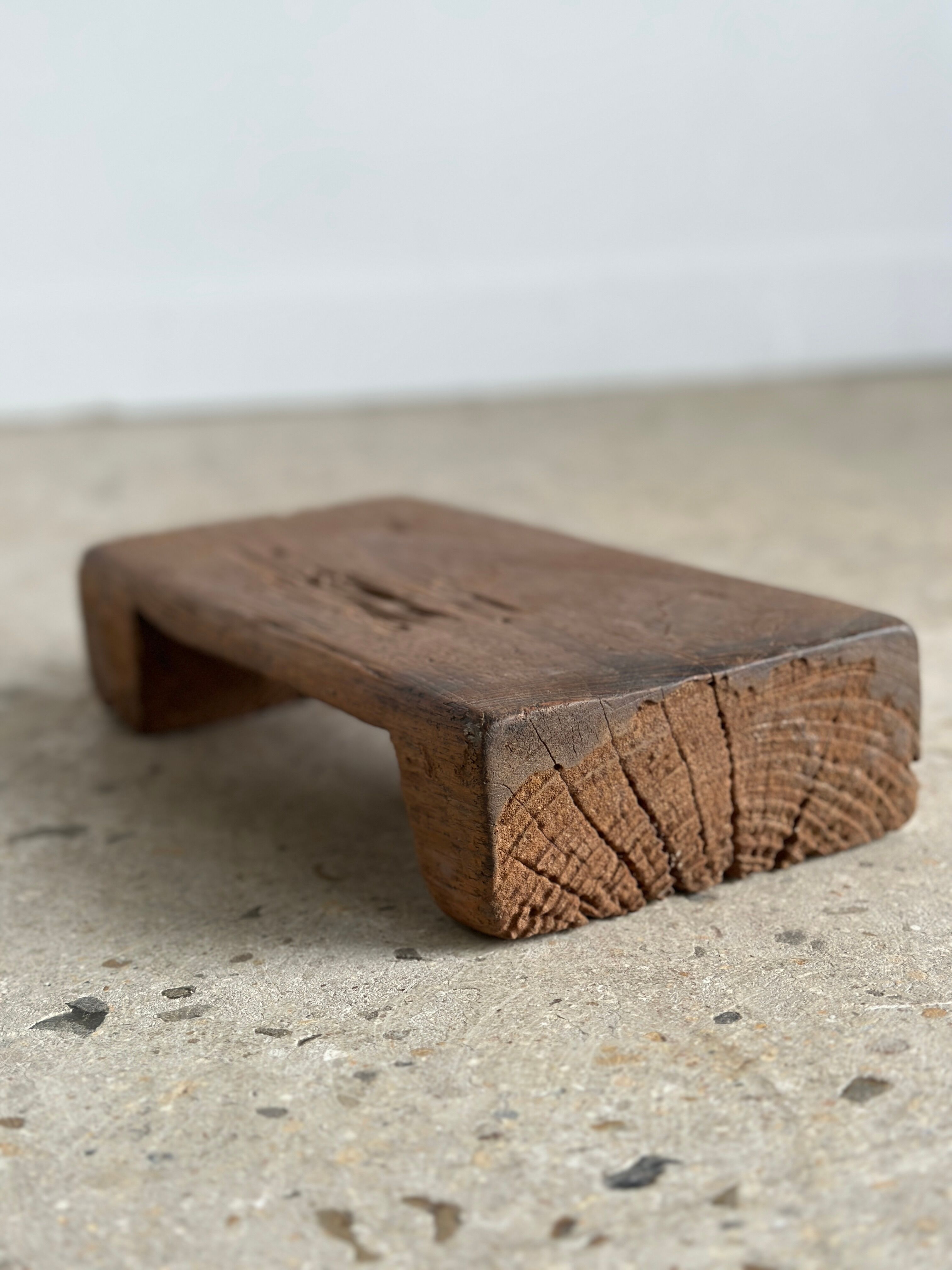 Mini Asian teak side stool blonde