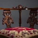 19th century Italian Renaissance style carved walnut corner chairs, set of 2