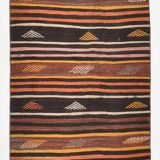Brown & Red Striped Vintage Kilim Runner Rug, 79x299Cm