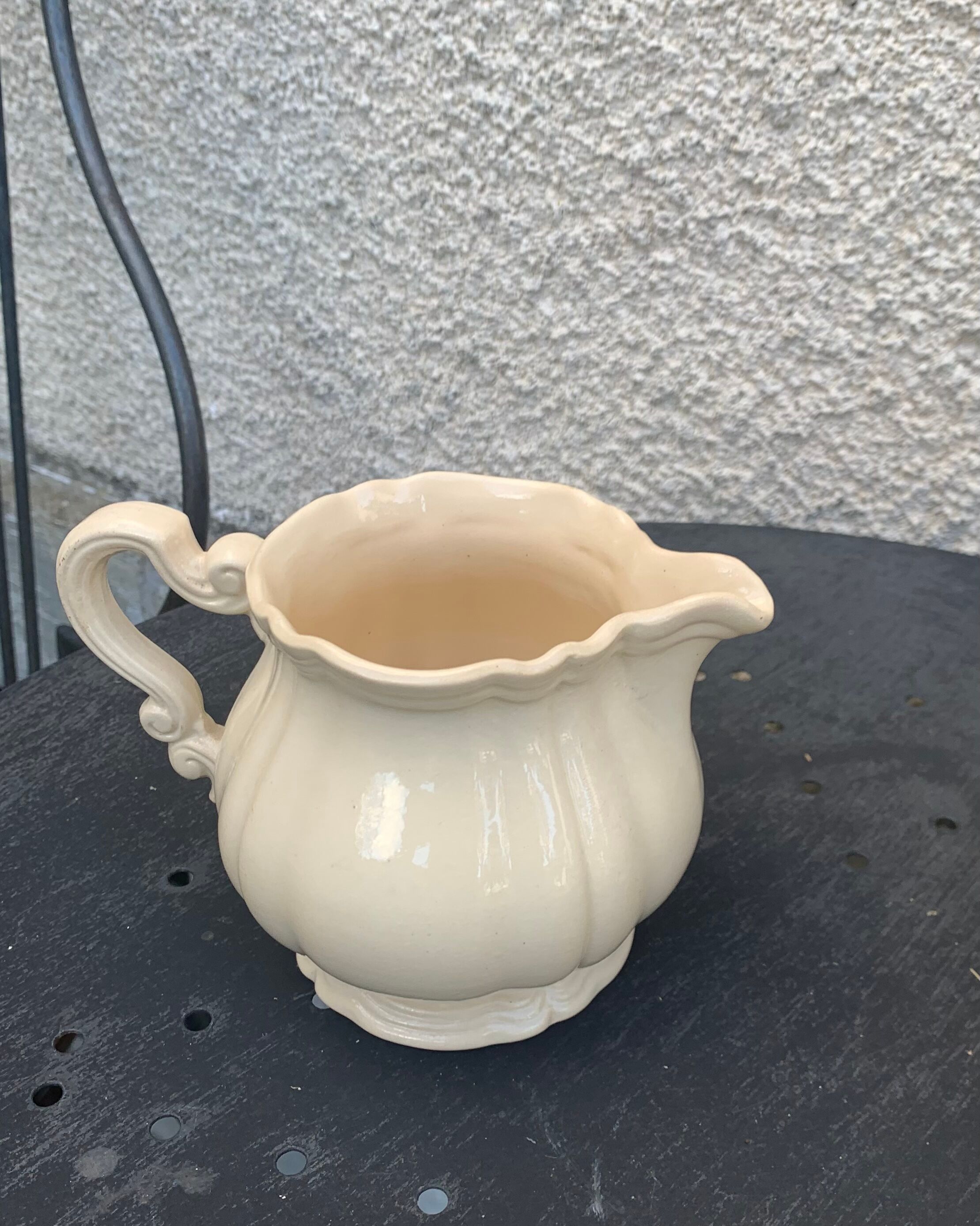 Digoin sarreguemines earthenware tea set consisting of 15 pieces antique cream