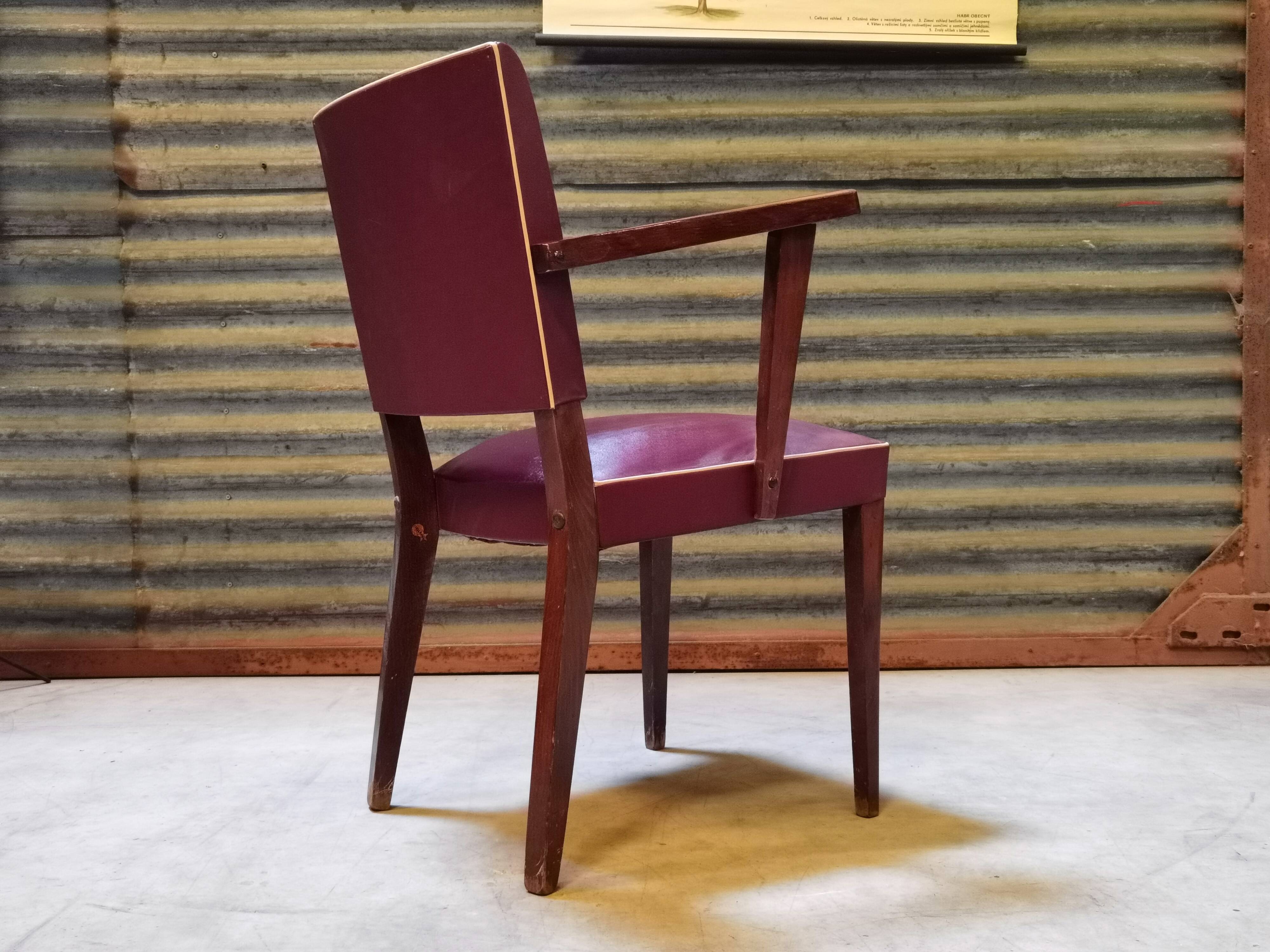 Fauteuil Bridge Stella 1950 bordeaux