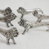 6 vintage lion silver metal knife rests