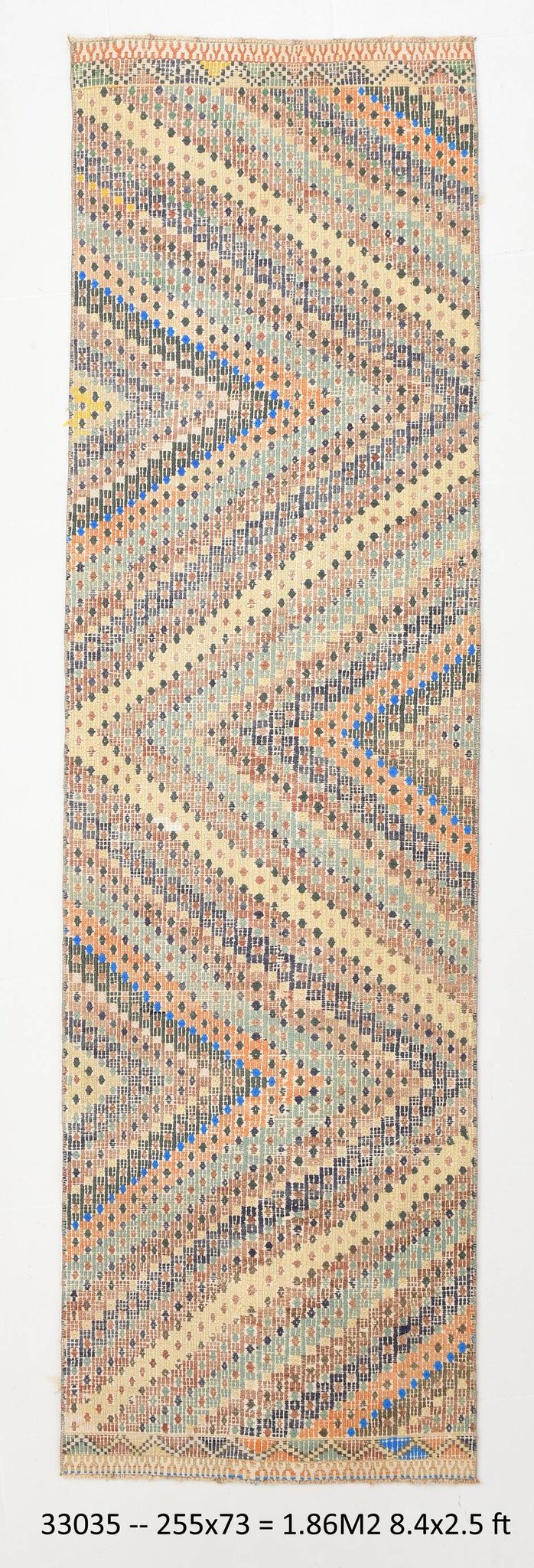 2x8 Scandinavian Kilim Runner Rug, 73x255Cm