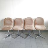 Suite de 4 chaises vintage 1970 en daim & acier