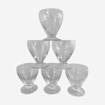 Set de 6 verres à eau en verre gravé