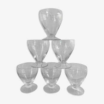 Set of 6 engraved glass water glasses