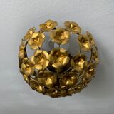 Ceiling lamp floral decoration in gilded metal