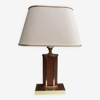 Hollywood Regency lamp by Schuytener leather