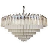 Trasparent-sandblasted triedro murano glass chandelier